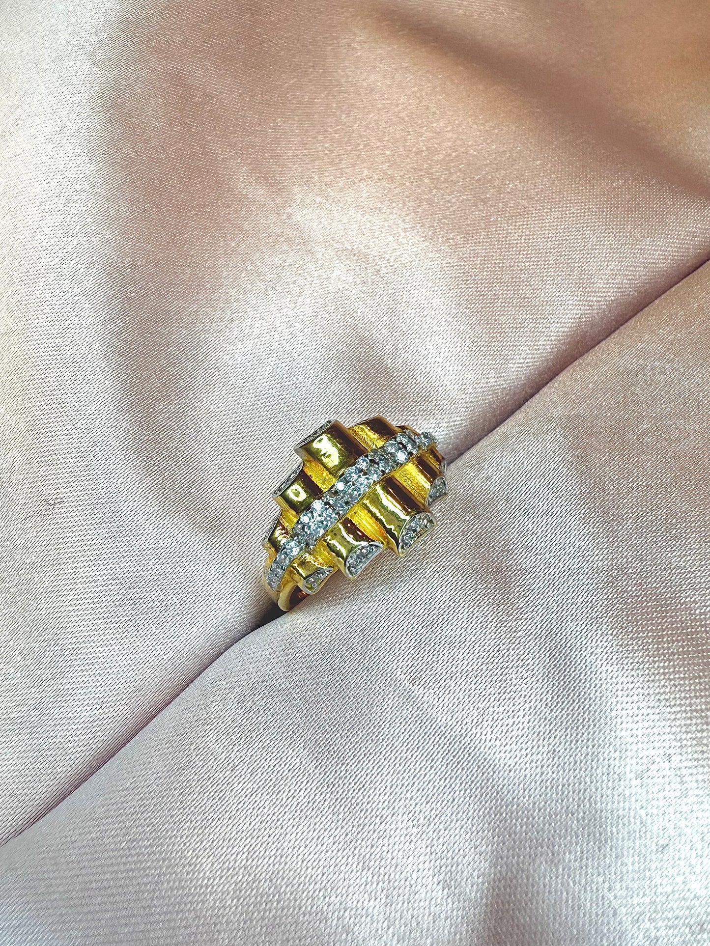 Pyramid Ring - 925 Sterling Silver/14k Gold Plated