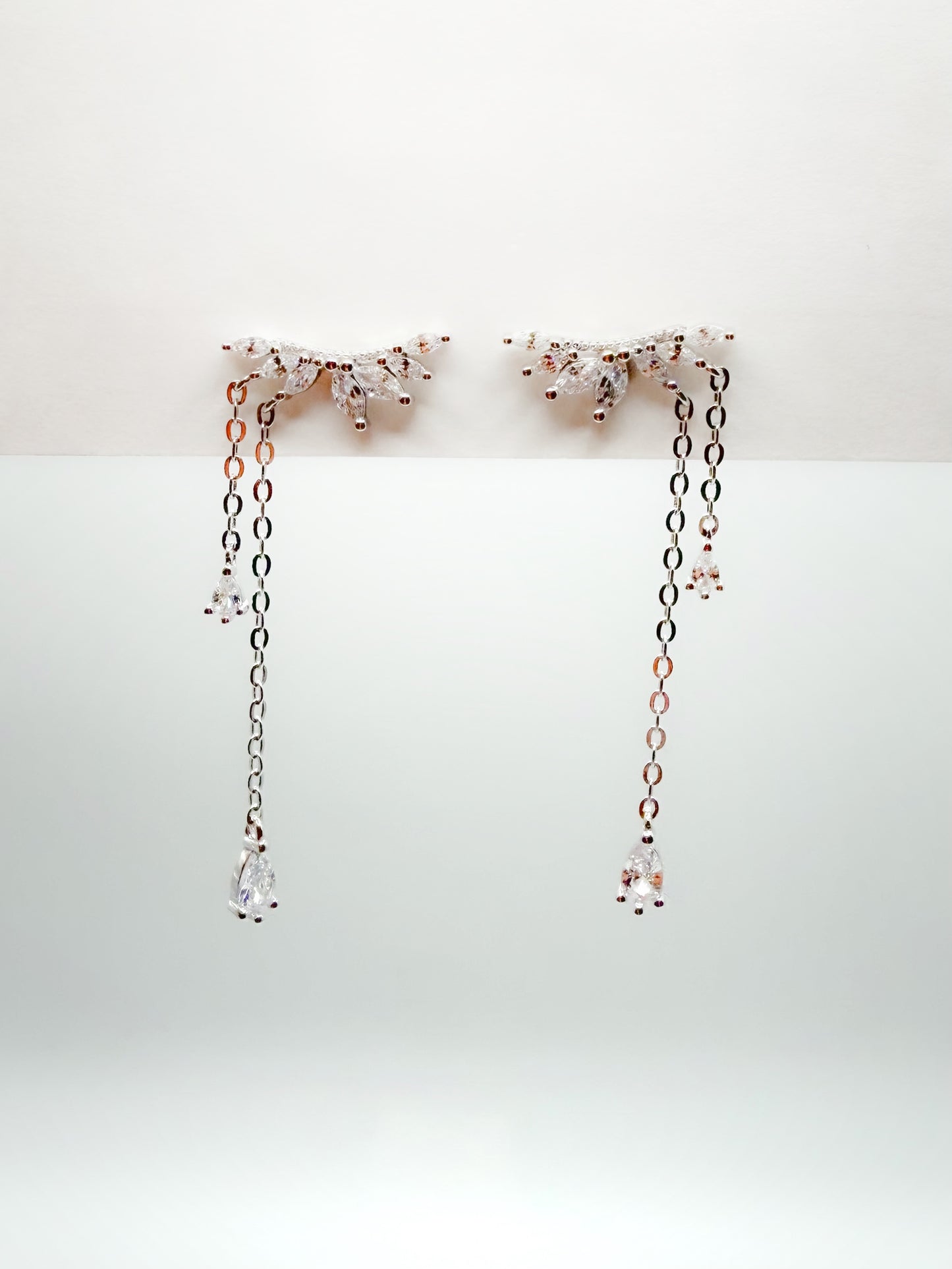 Teardrop Crawler Dangling Chain Stud Earrings