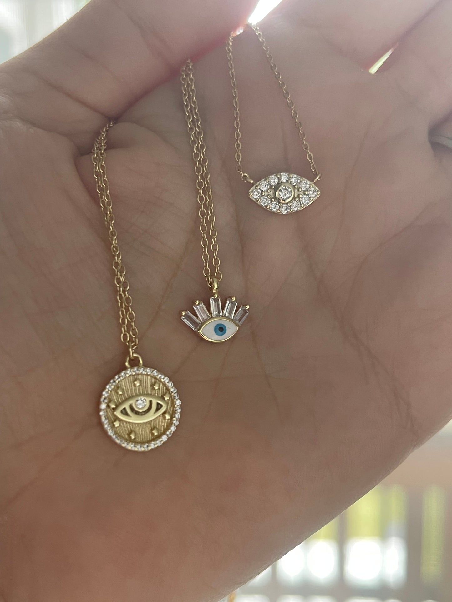 Small Coin Evil Eye Necklace - 925 Sterling Silver/14k Gold Plated