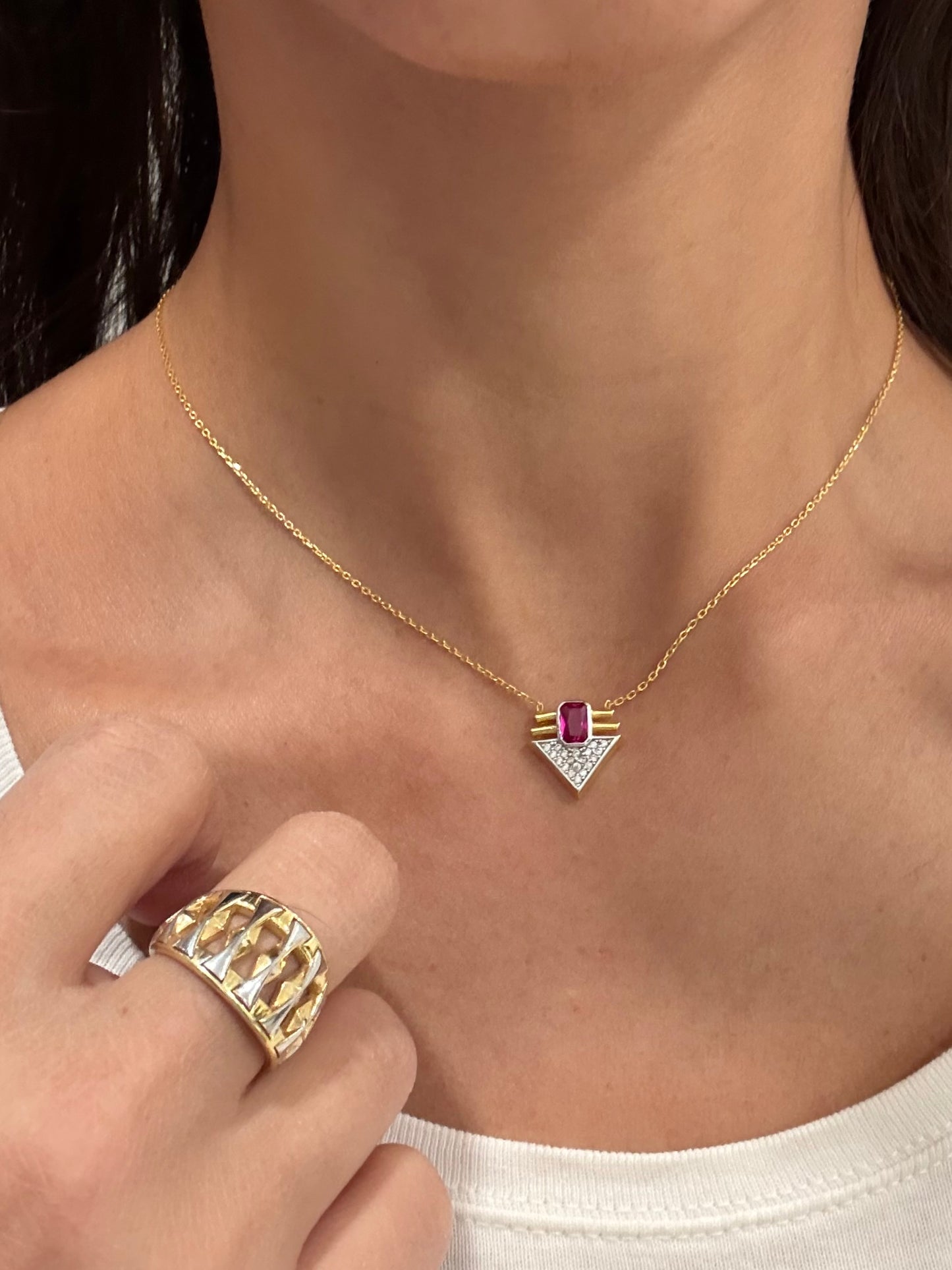 Arrowhead Charm Necklace - 925 Sterling Silver/14k Gold Plated