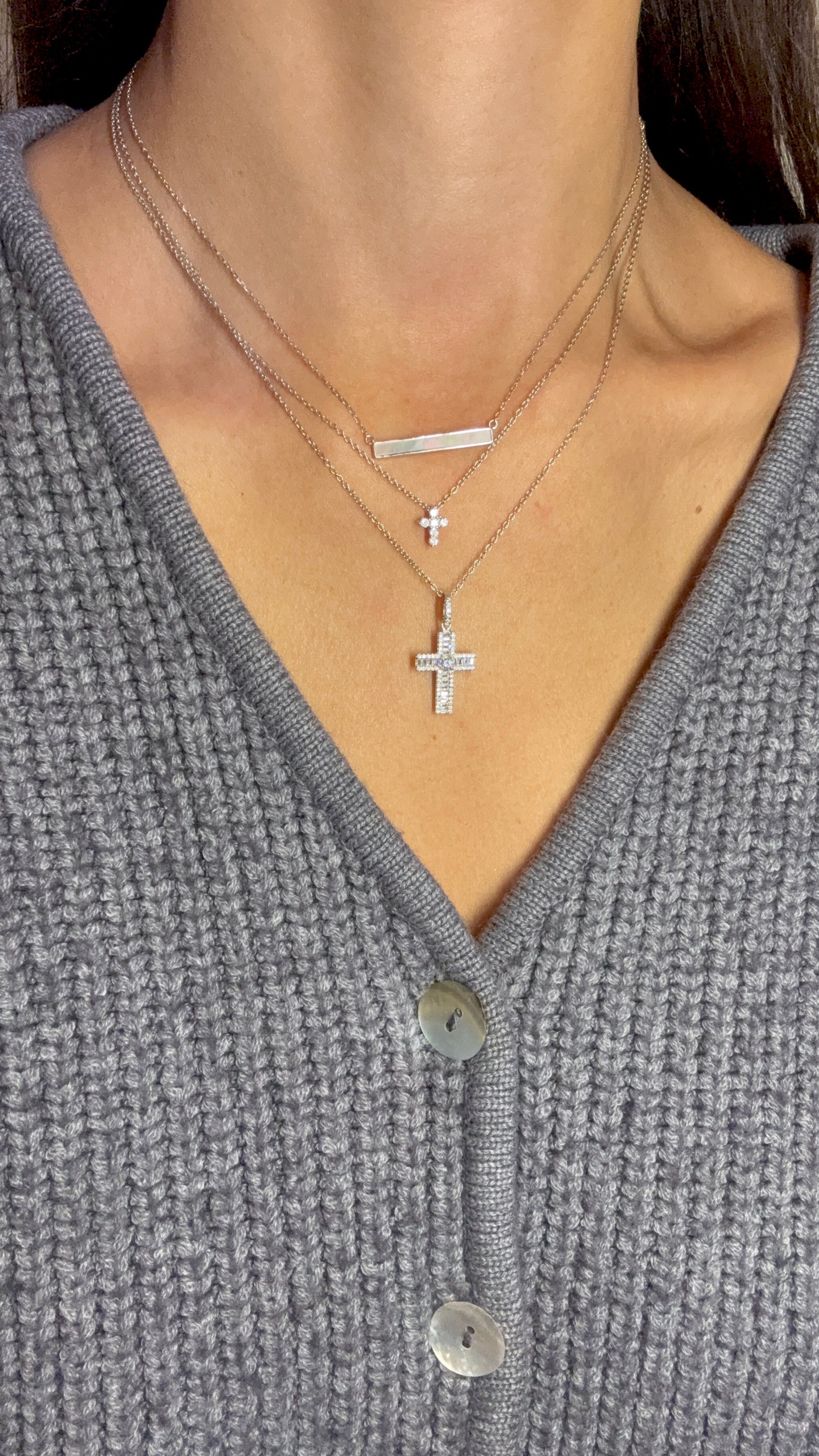 Mother of Pearl Bar Necklace - 925 Sterling Silver