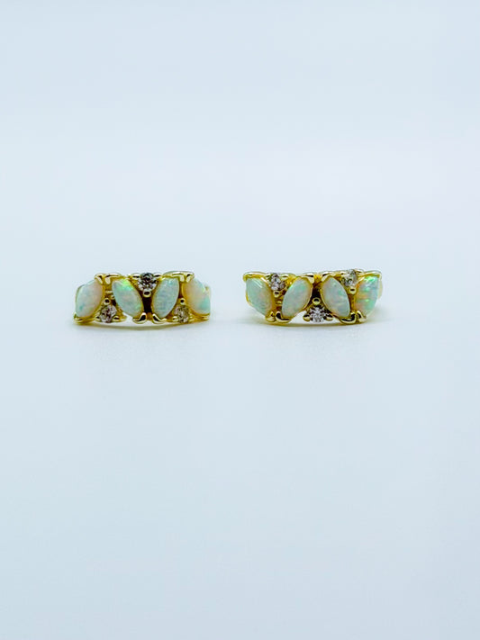 Teardrop Opal Huggie Earrings