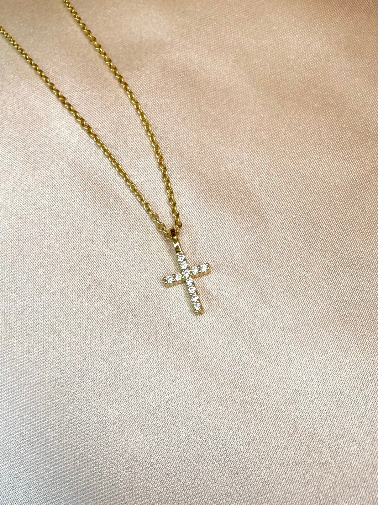 Mini CZ Cross - 925 Sterling Silver/14k Gold Plated