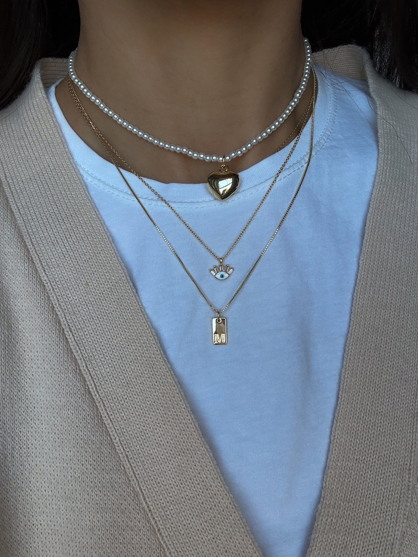 White Enameled Evil Eye Necklace - 925 Sterling Silver/14k Gold Plated