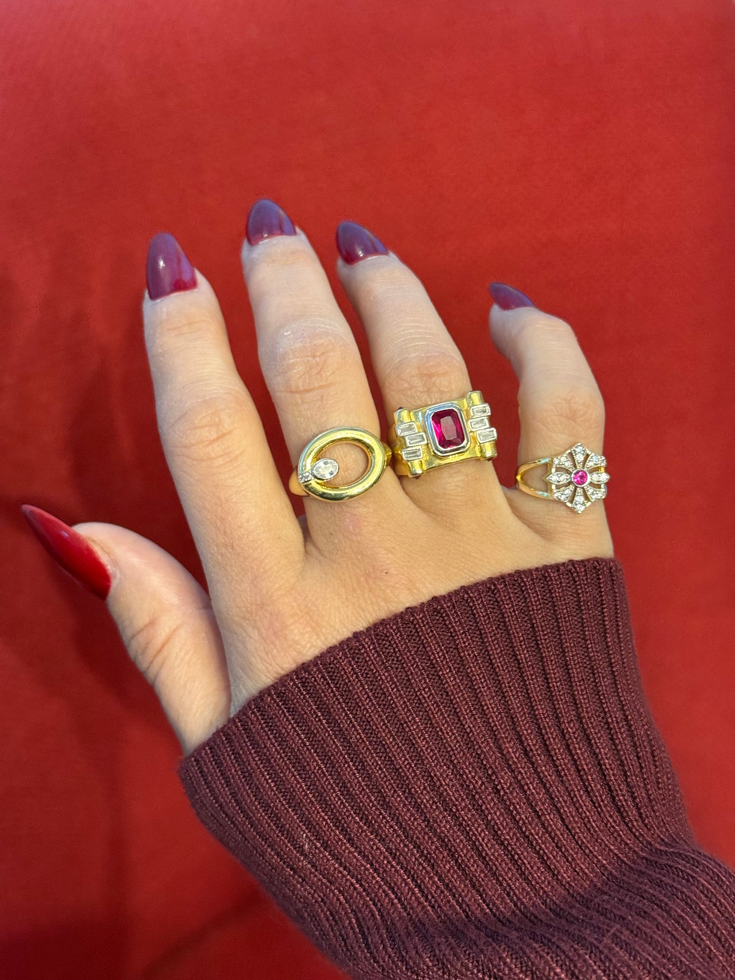 Daisy Crown Pinky Ring - 925 Sterling Silver/14k Gold Plated