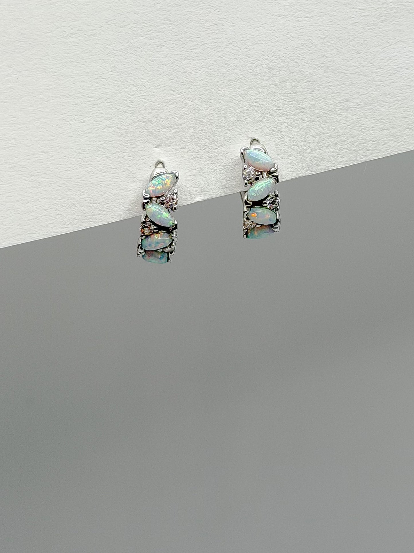 Teardrop Opal Huggie Earrings