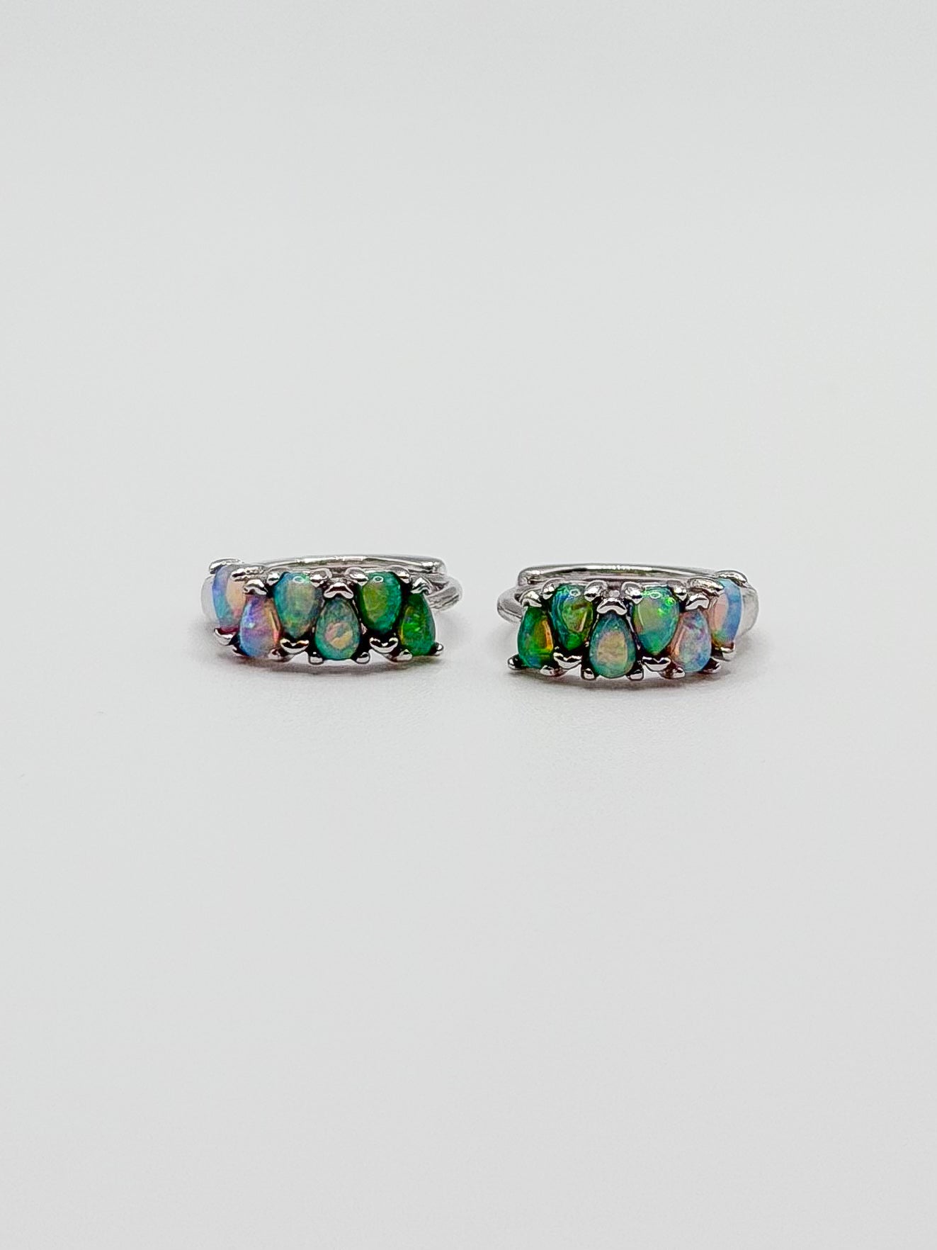 Green Ombre Teardrop Opal Hoop Earrings