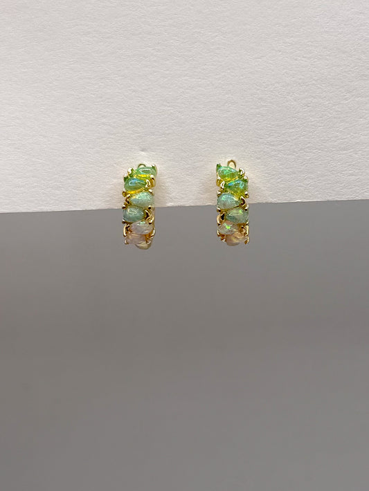Green Ombre Teardrop Opal Hoop Earrings