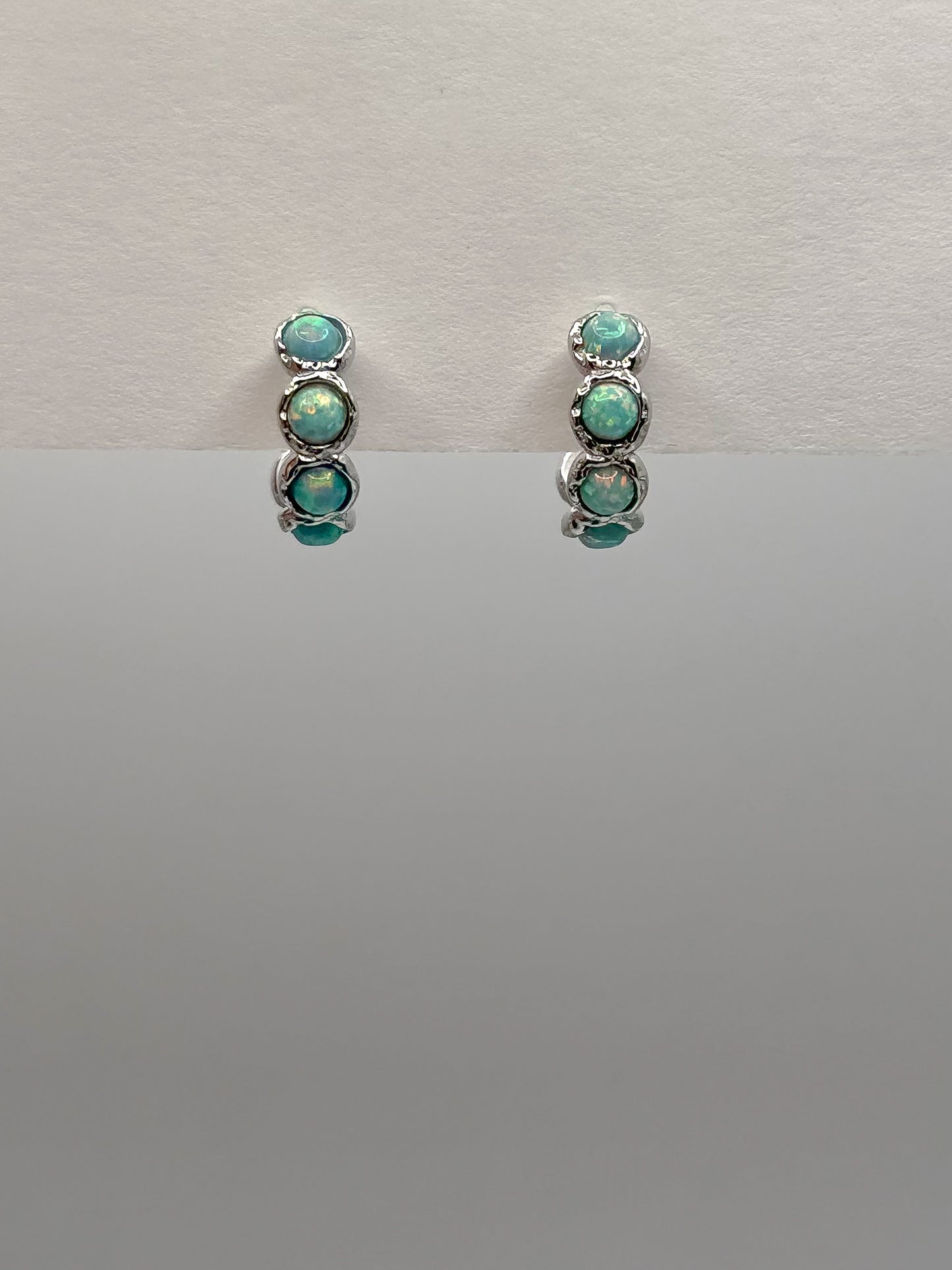 Aqua Fire Opal Hoop Earrings
