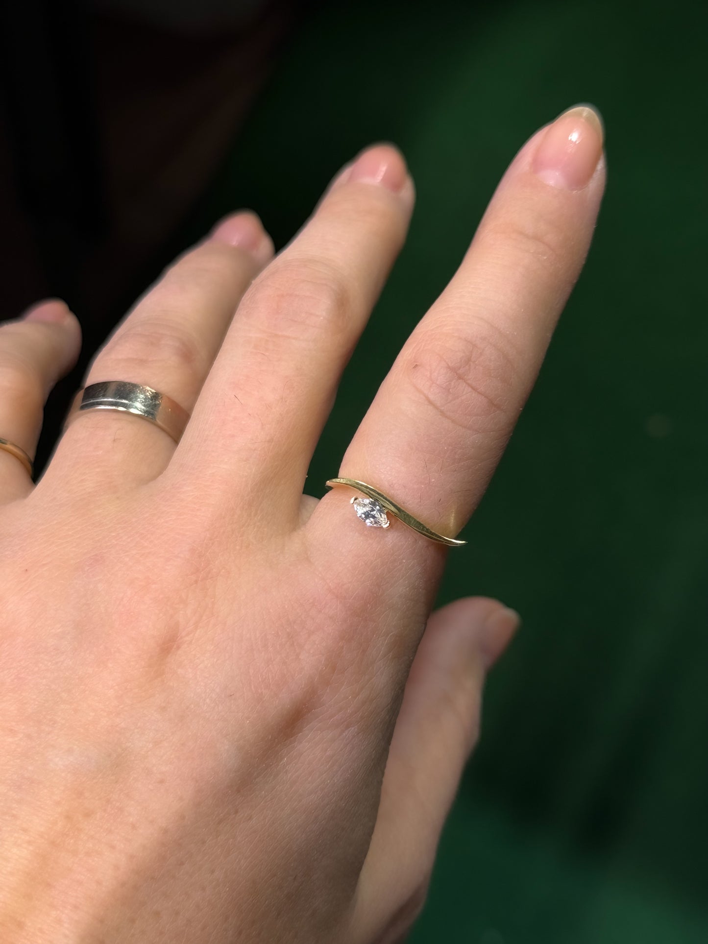 Flowy Shaped with Oval Center Stone Ring