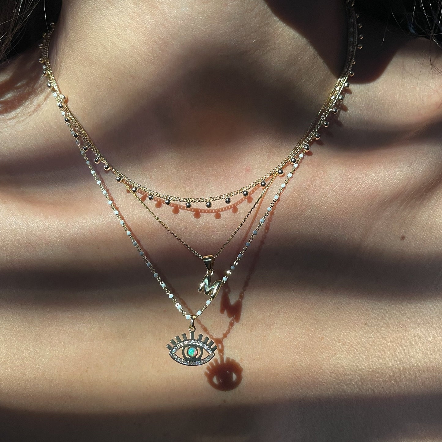 Opalite Large Evil Eye Pendant Necklace