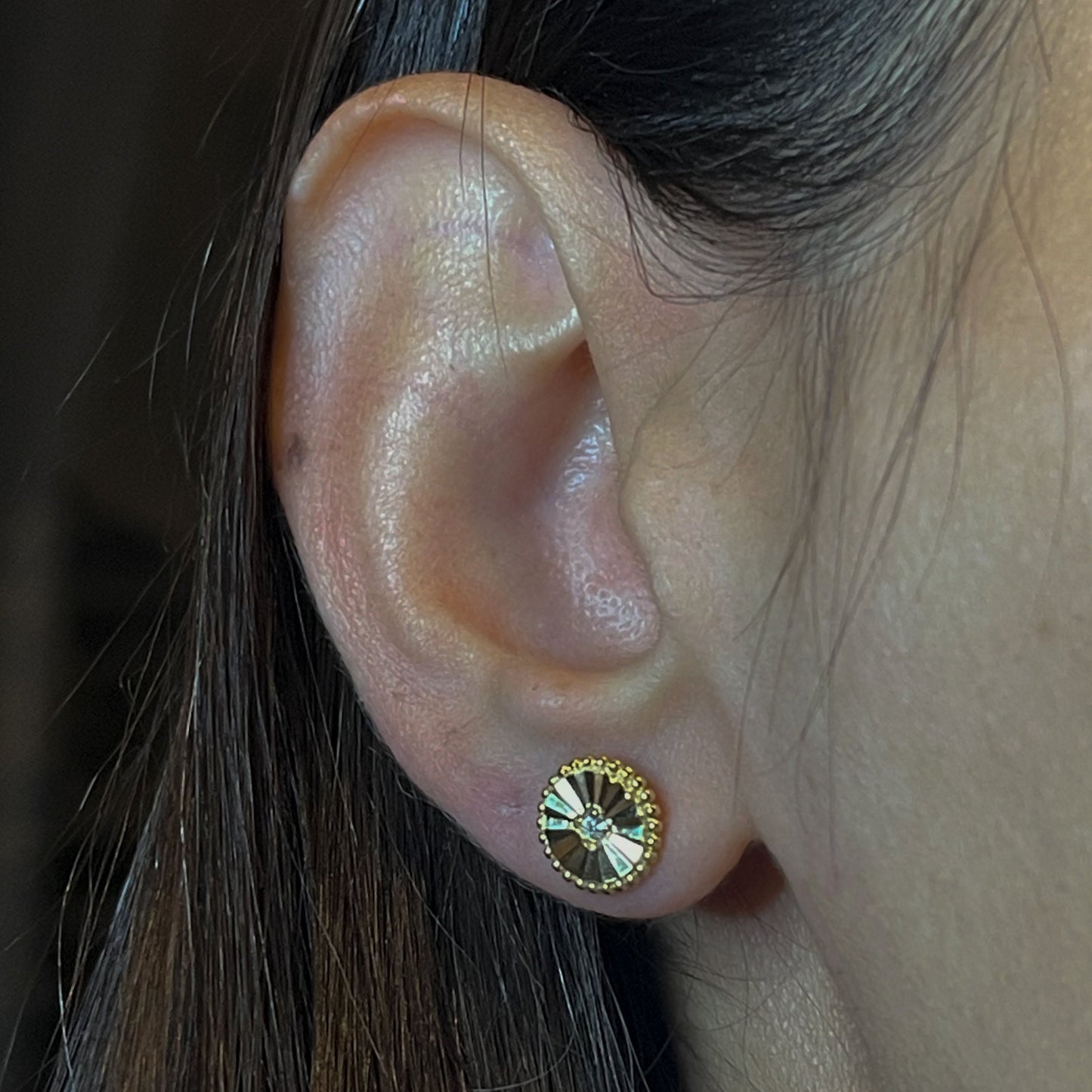 Sterling Silver Mini Fluted Round Ear Studs