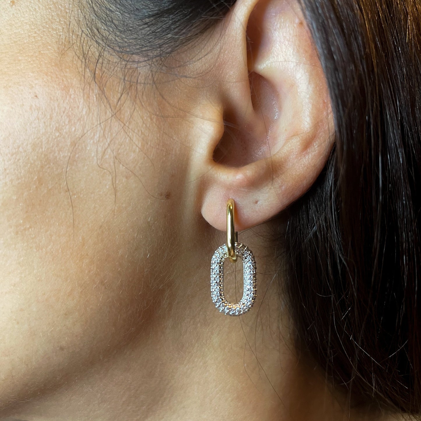 Pave Double Chain Link Earrings