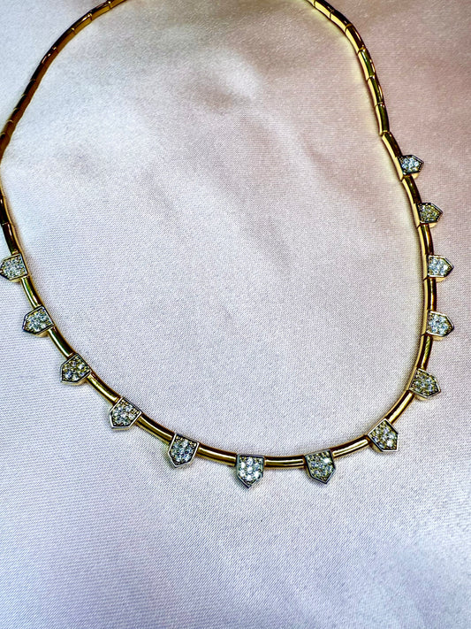 Mini Shield Collar Necklace - 925 Sterling Silver/14k Gold Plated