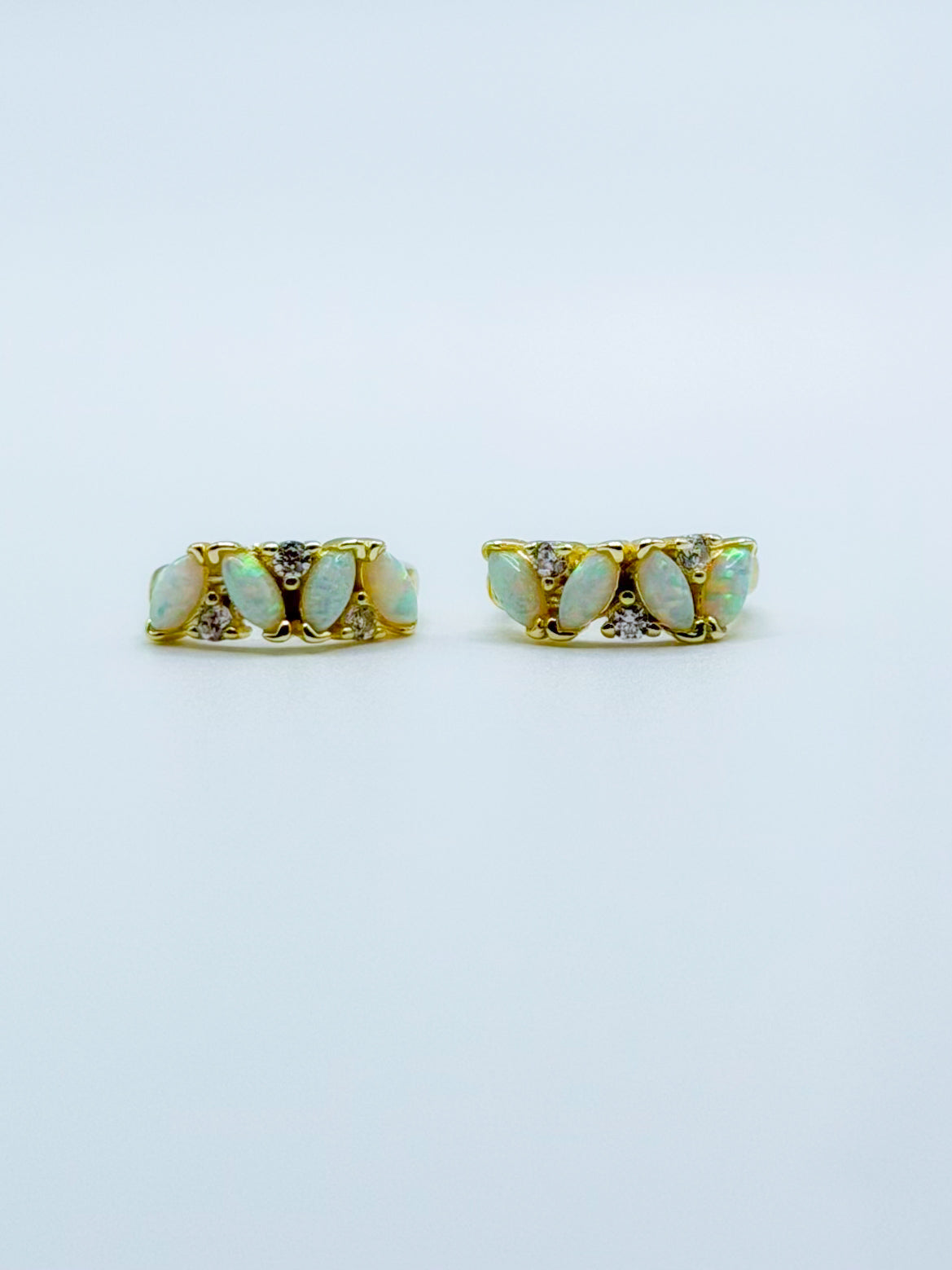 Teardrop Opal Huggie Earrings