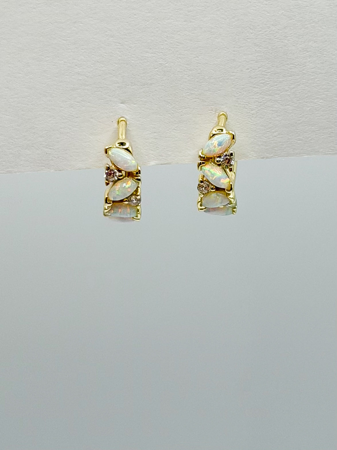 Teardrop Opal Huggie Earrings