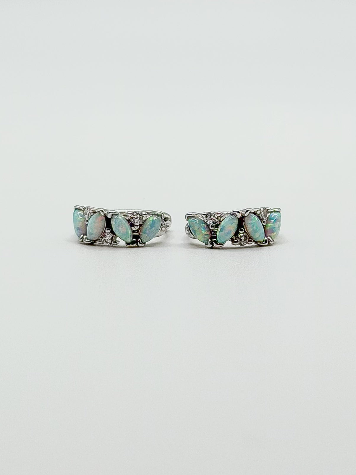 Teardrop Opal Huggie Earrings