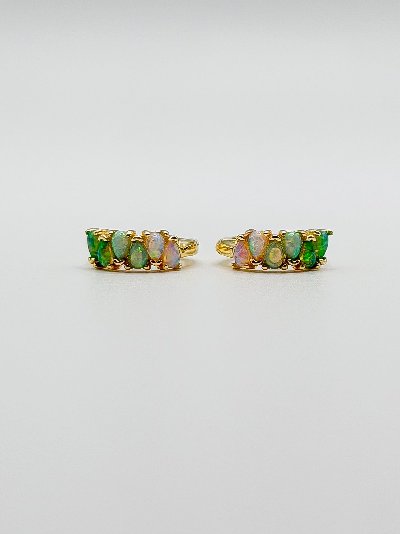 Green Ombre Teardrop Opal Hoop Earrings