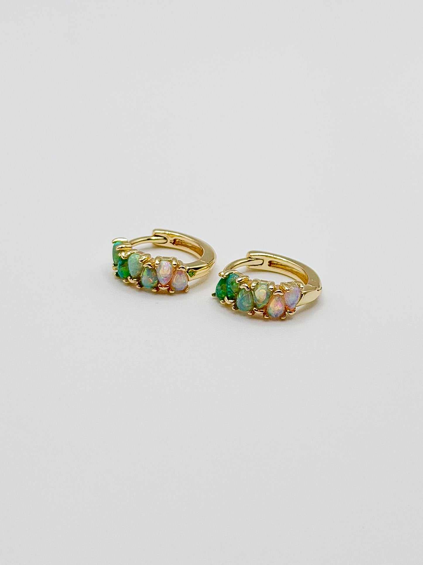 Green Ombre Teardrop Opal Hoop Earrings