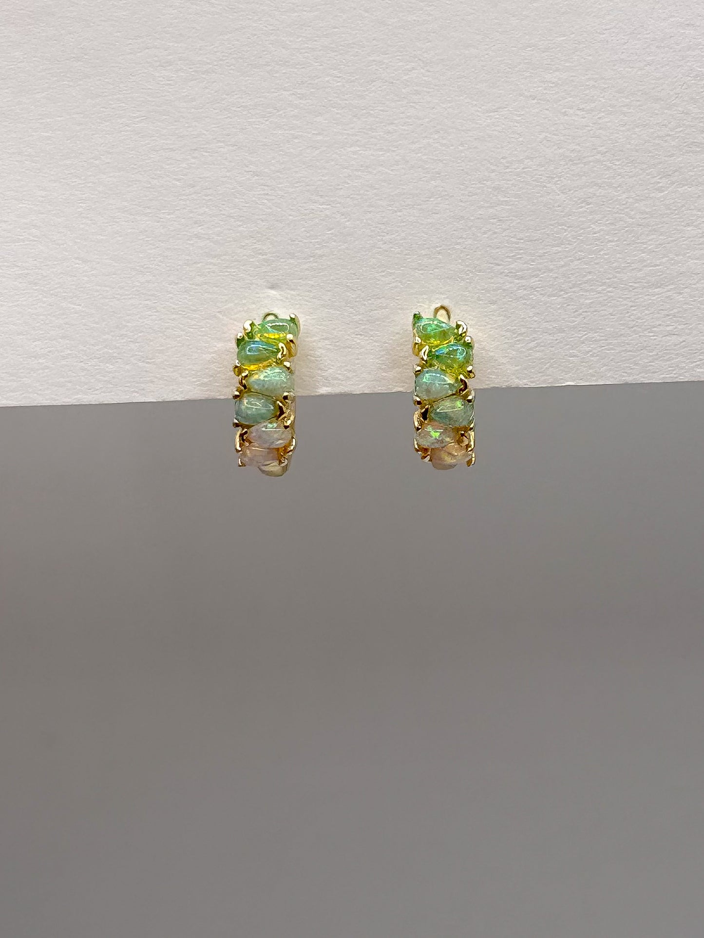 Green Ombre Teardrop Opal Hoop Earrings