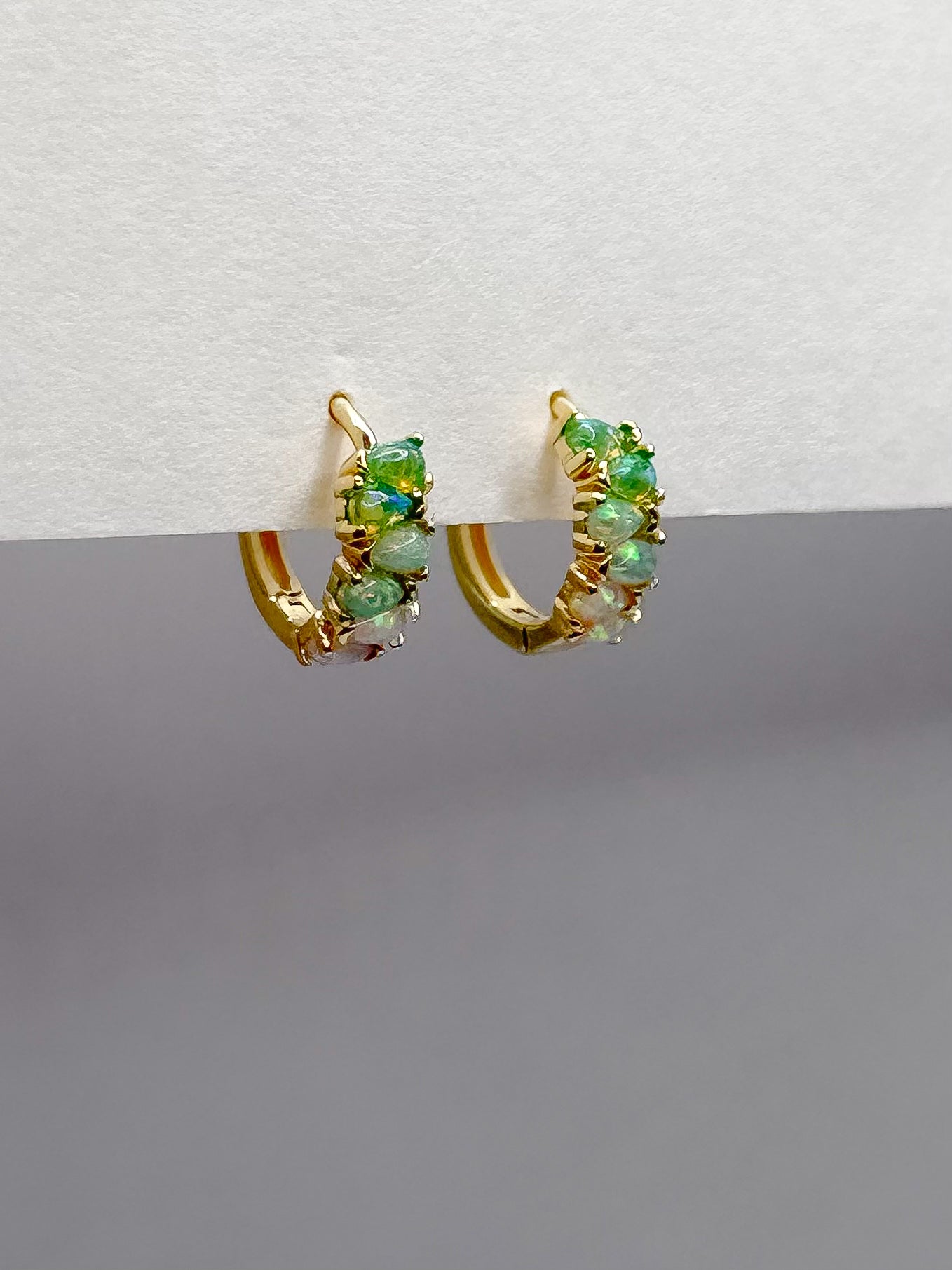 Green Ombre Teardrop Opal Hoop Earrings