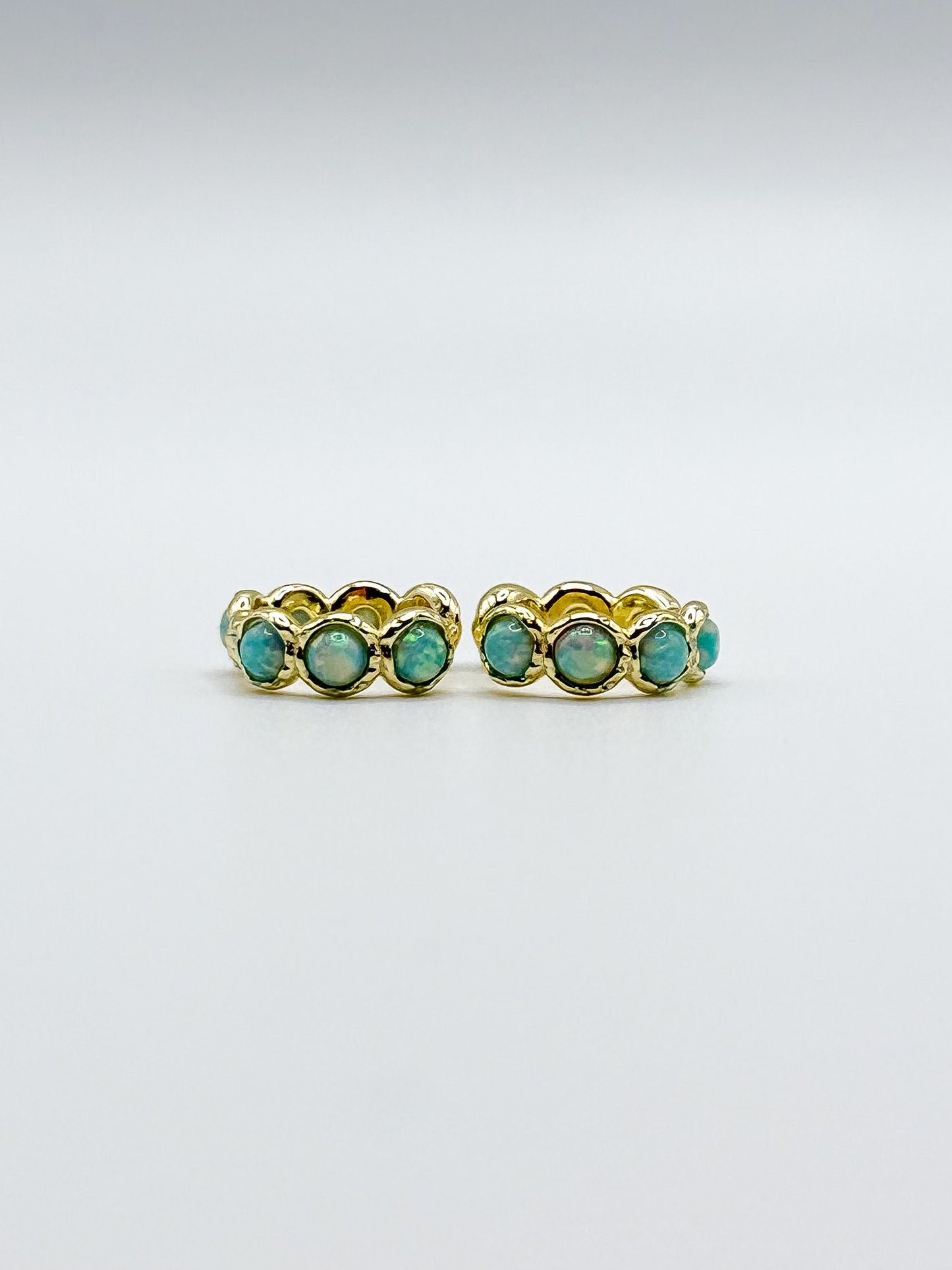 Aqua Fire Opal Hoop Earrings