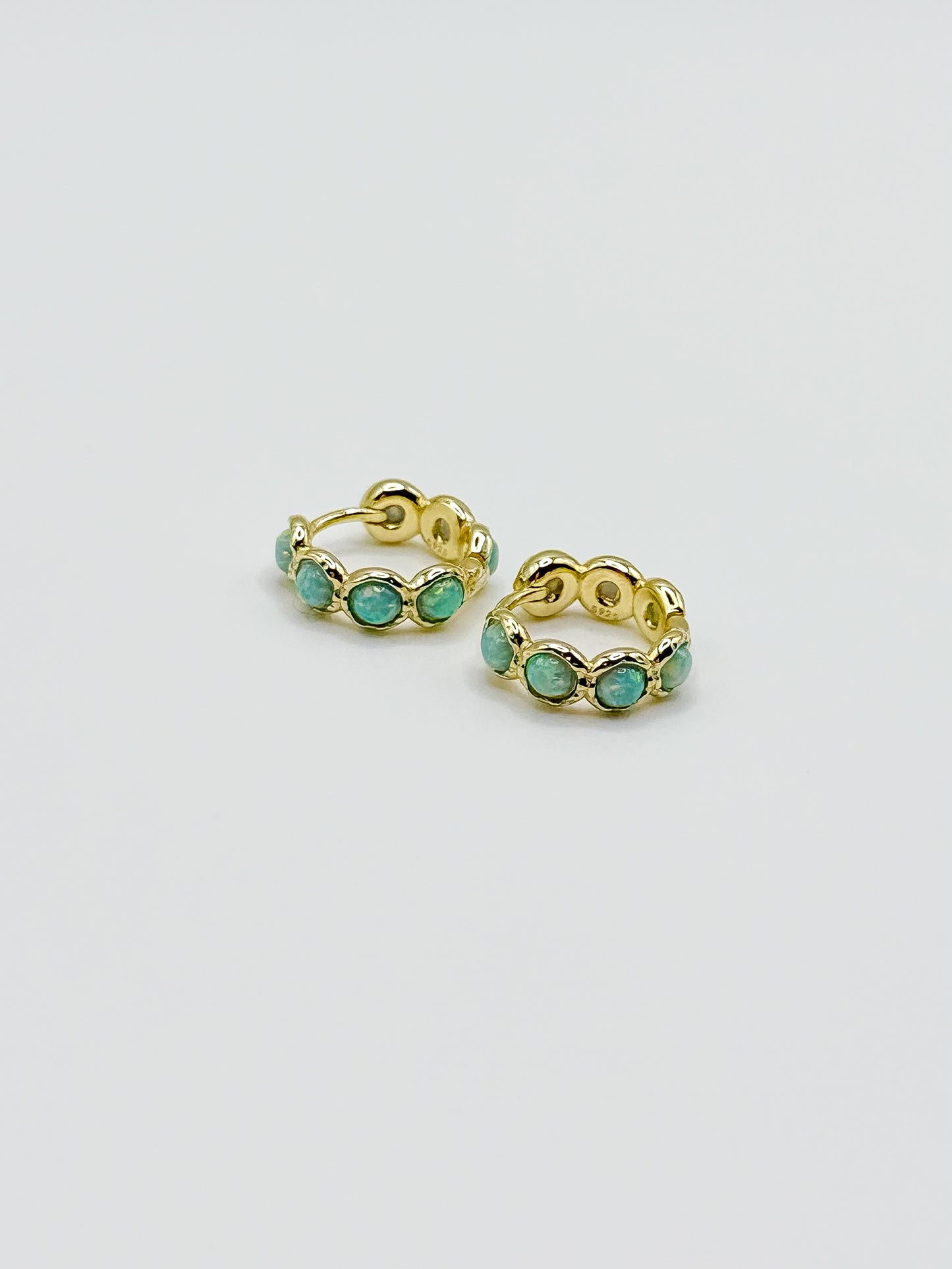 Aqua Fire Opal Hoop Earrings