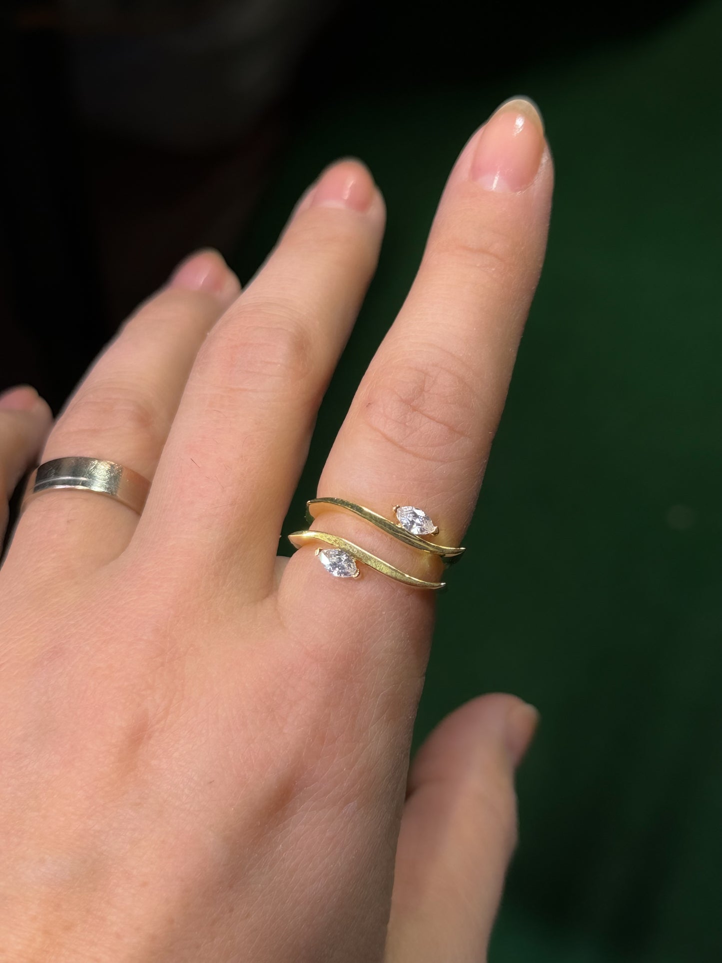 Flowy Shaped with Oval Center Stone Ring