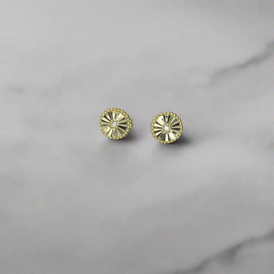 Sterling Silver Mini Fluted Round Ear Studs