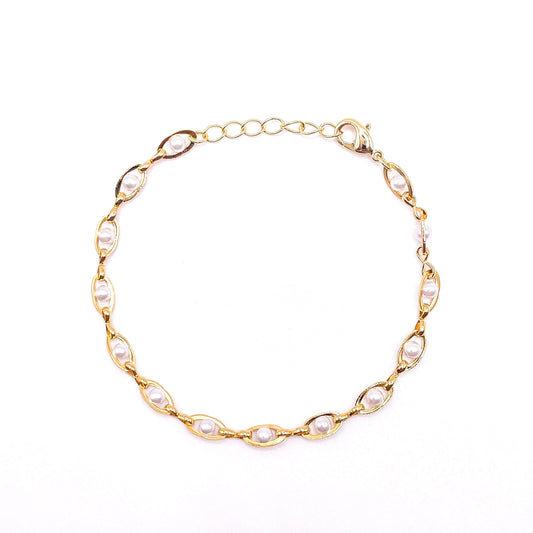 Mini Saturn Pearl Chain Bracelet